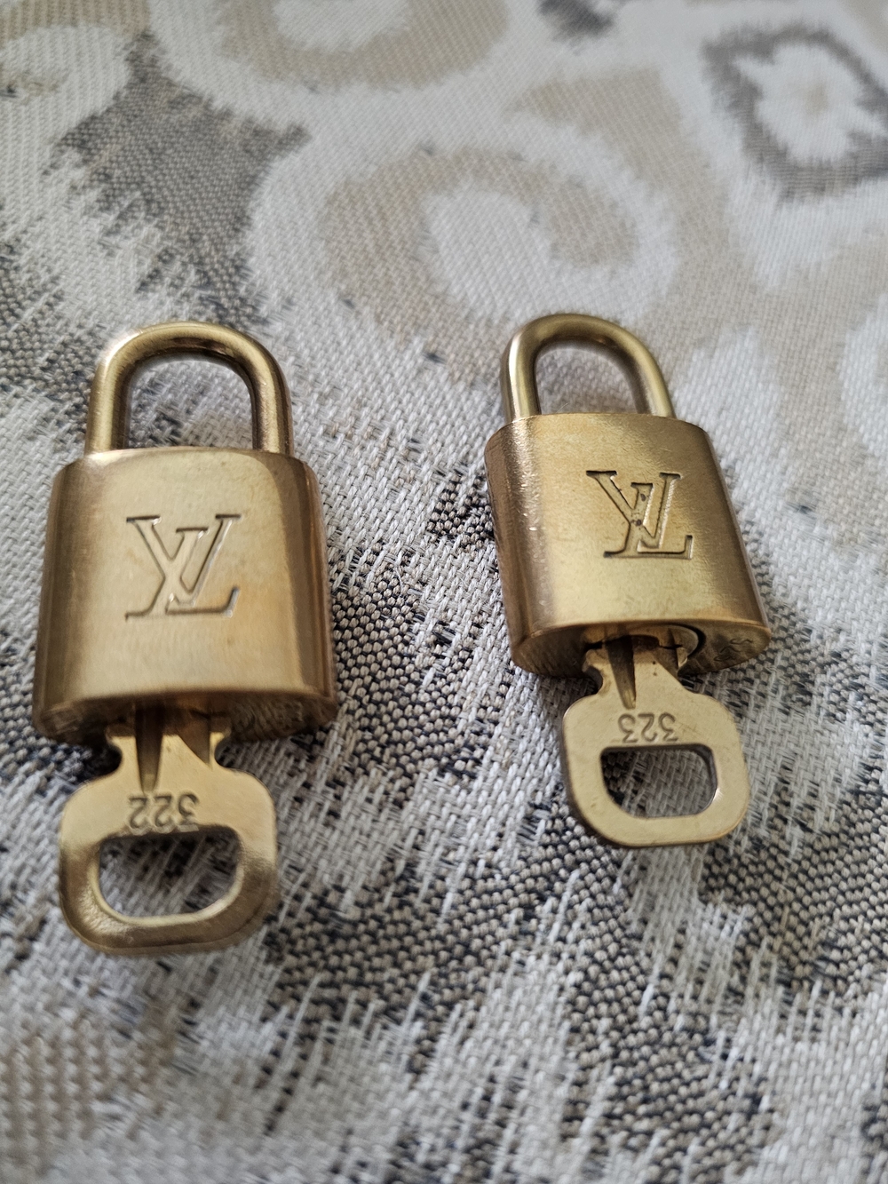Louis Vuitton Gold Tone LV Padlock Pair with Keys